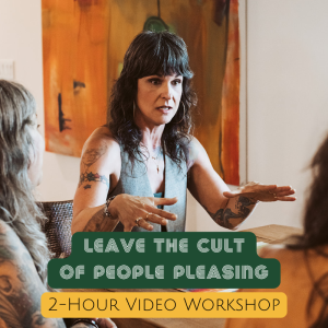 Erika leading an intimate group workshop on breaking free from people pleasing and codependency